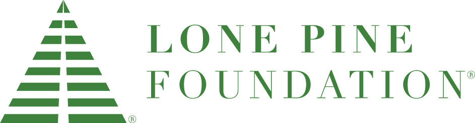 Green logo with a stylized pine tree design on the left and the words "Lone Pine Foundation" as a Primary Header in uppercase letters on the right.